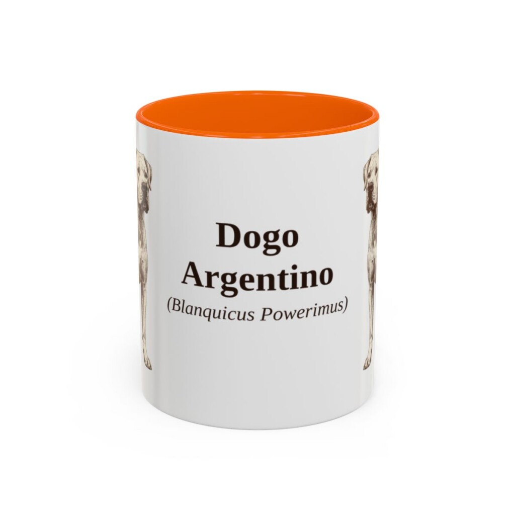 11oz Dogo Argentino Latin Mug, Orange, front view