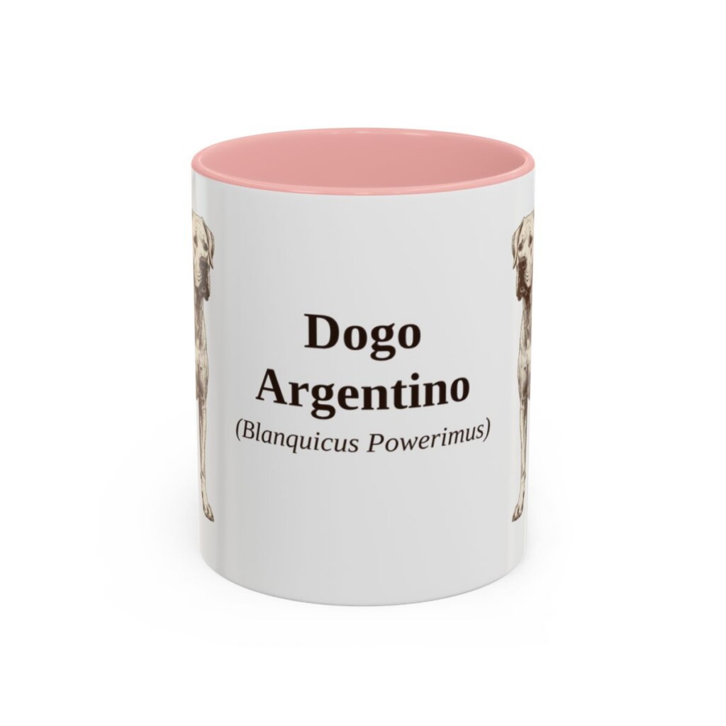 11oz Dogo Argentino Latin Mug, Pink, front view