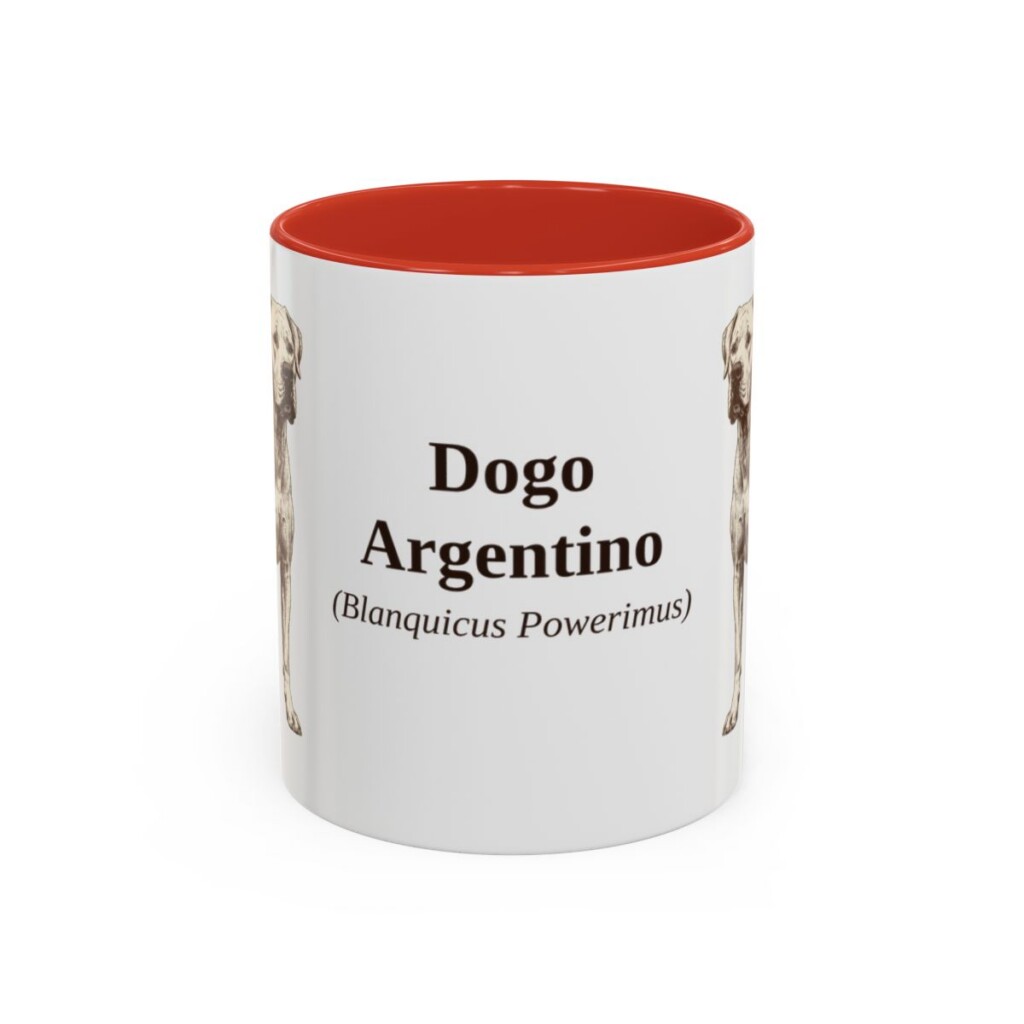 11oz Dogo Argentino Latin Mug, Red, front view