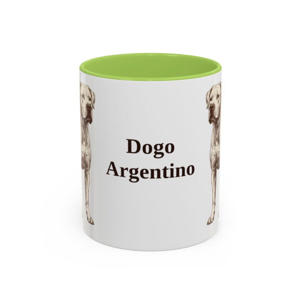 11oz Dogo Argentino Mug, Light Green, front view