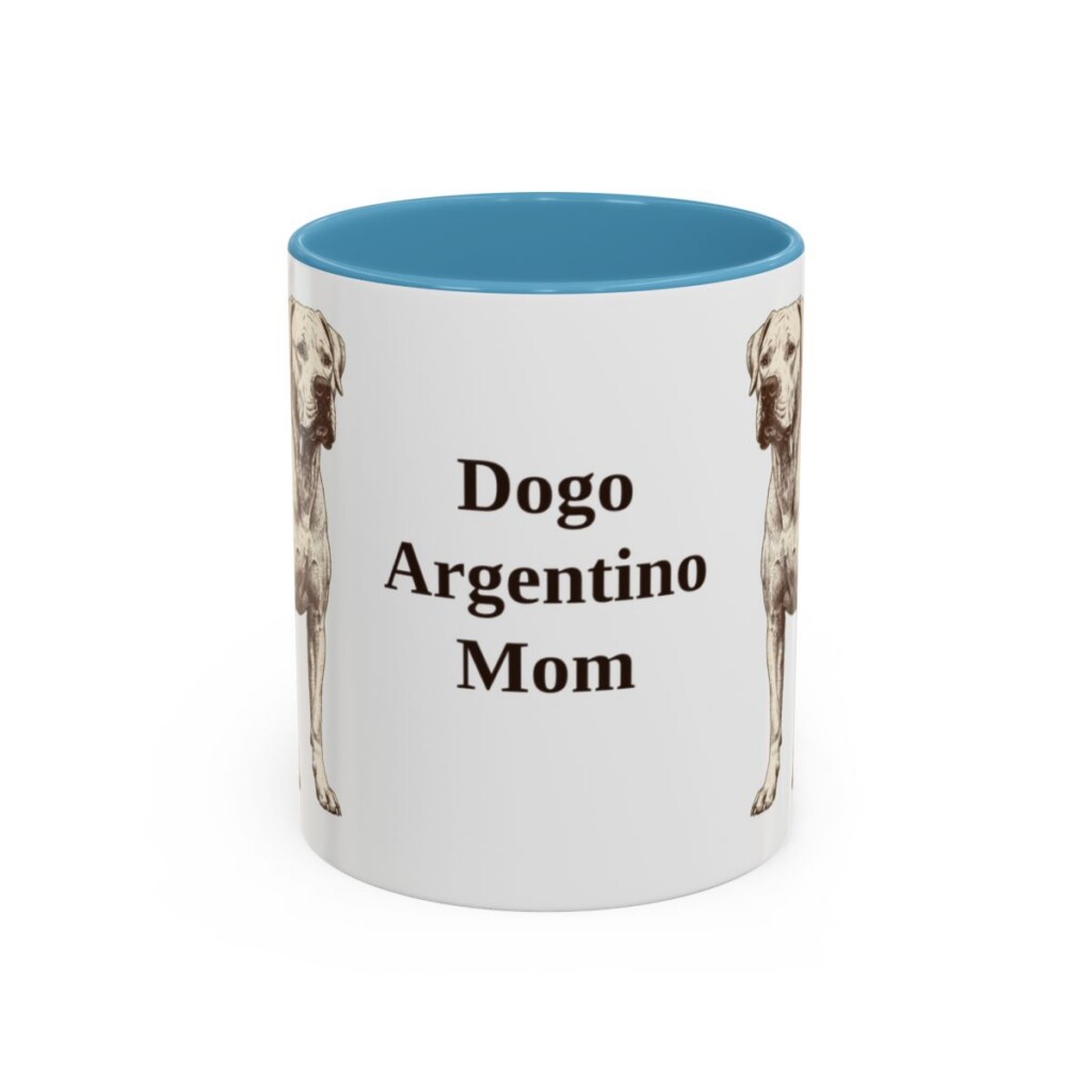 11oz Dogo Argentino Dog Mom Mug, Light Blue, front view