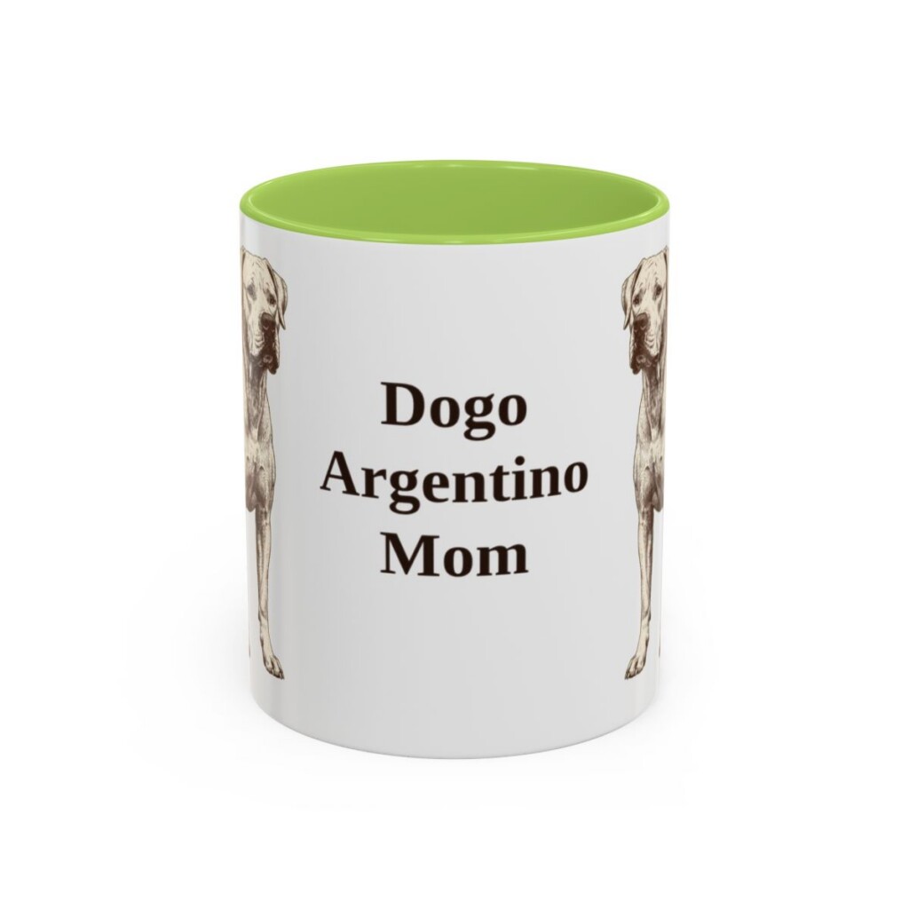 11oz Dogo Argentino Dog Mom Mug, Light Green, front view