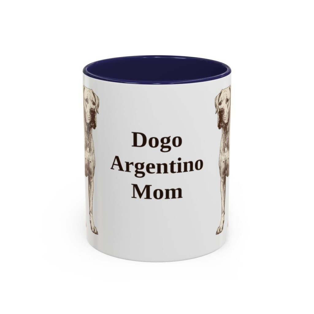11oz Dogo Argentino Dog Mom Mug, Navy, front view
