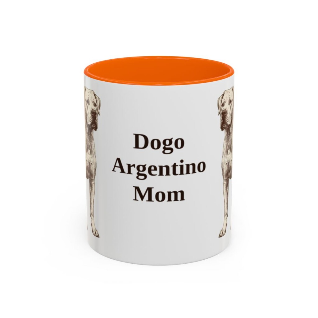 11oz Dogo Argentino Dog Mom Mug, Orange, front view