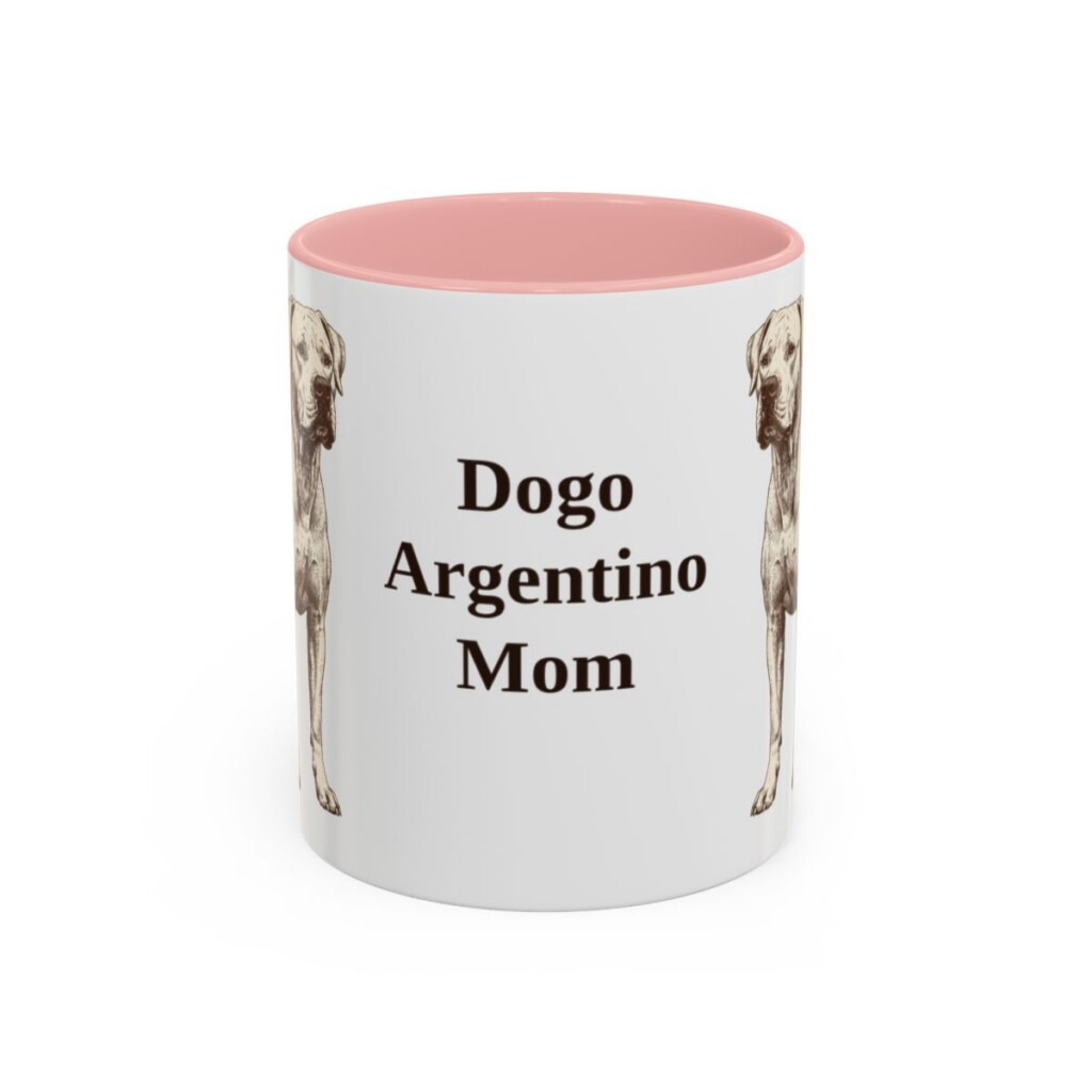 11oz Dogo Argentino Dog Mom Mug, Pink, front view