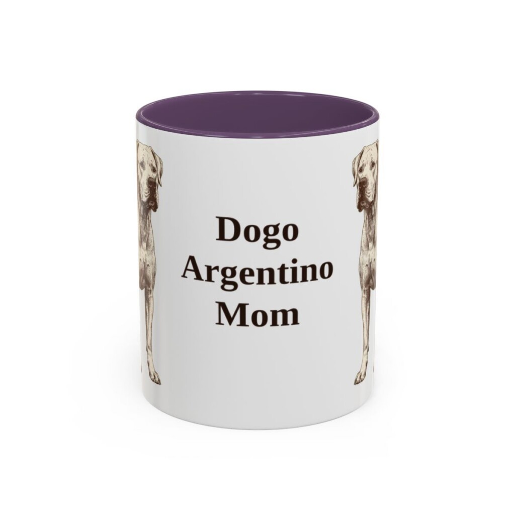 11oz Dogo Argentino Dog Mom Mug, Purple, front view