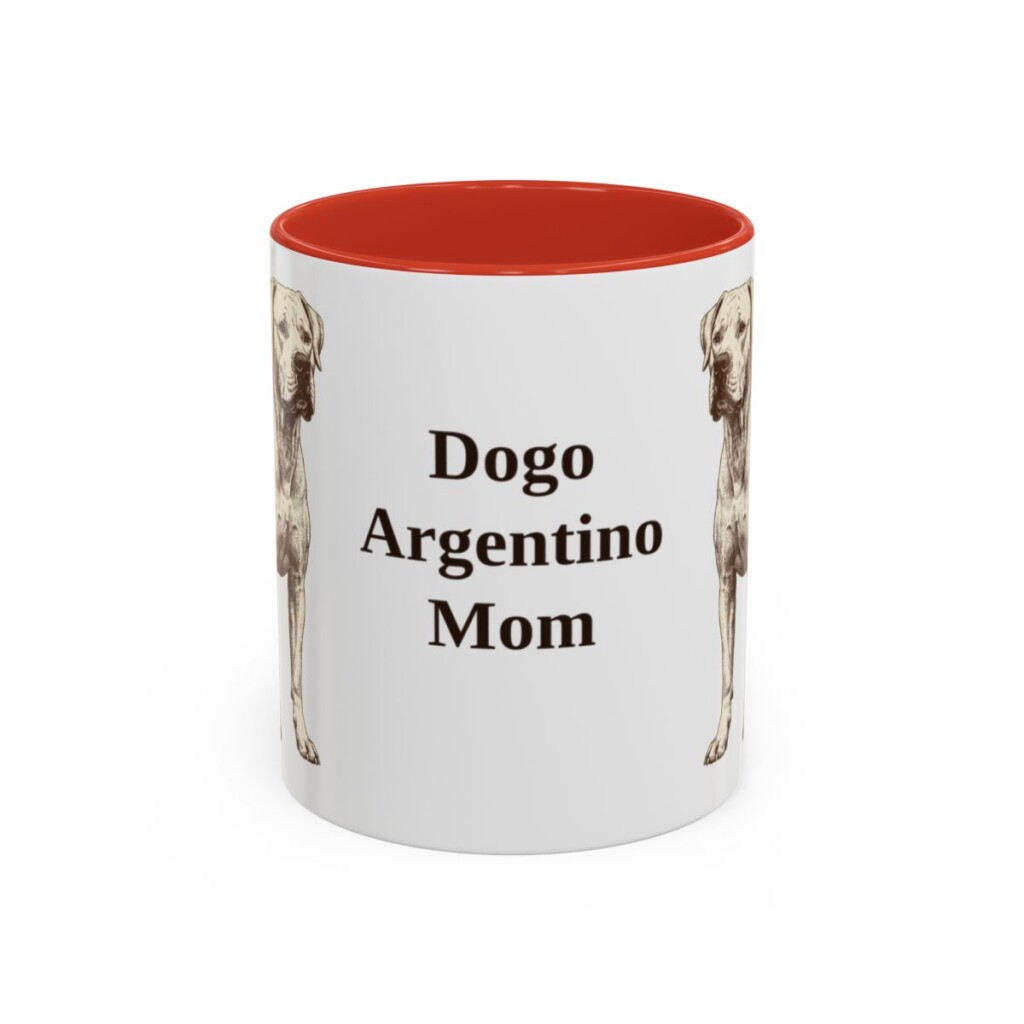11oz Dogo Argentino Dog Mom Mug, Red, front view