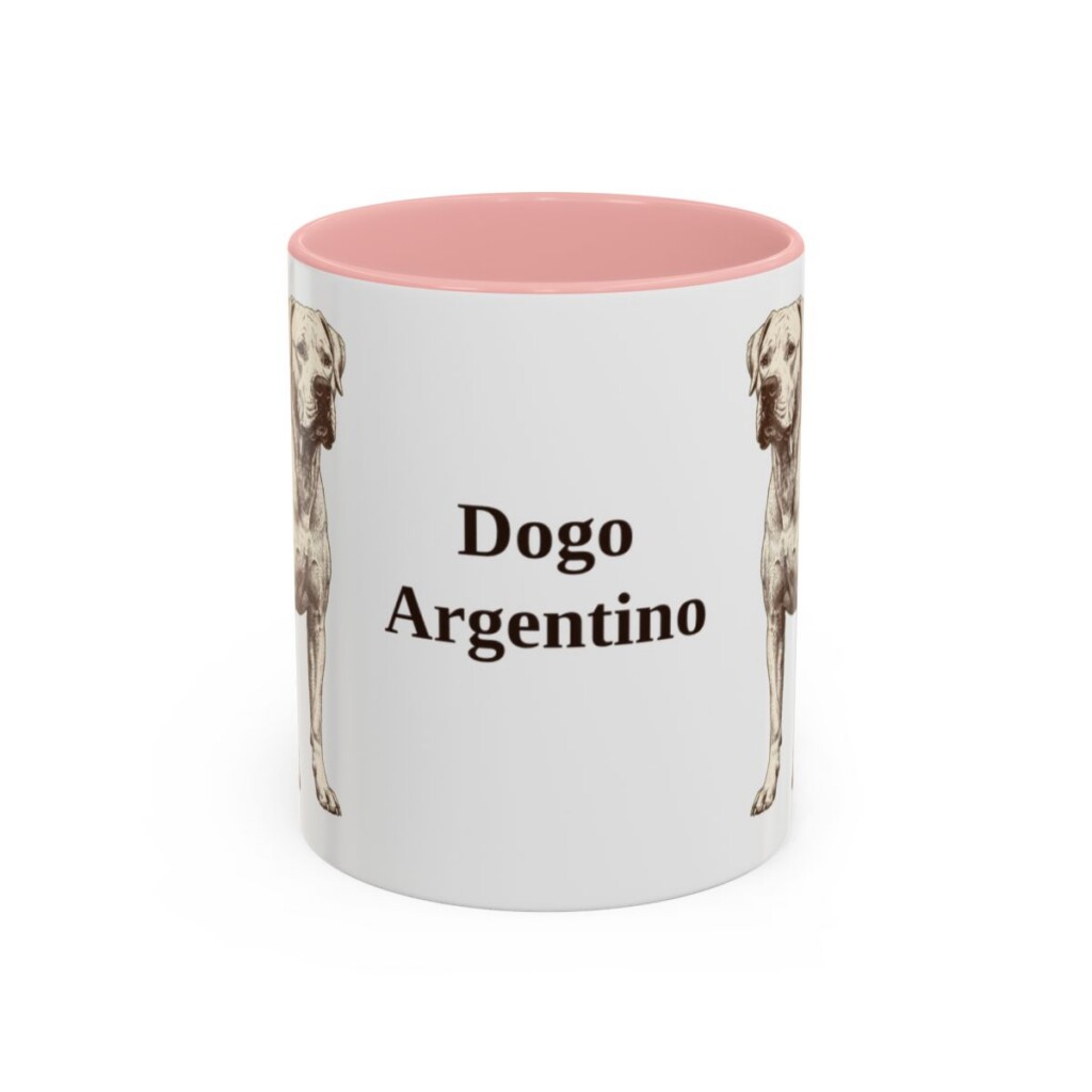 11oz Dogo Argentino Mug, Pink, front view