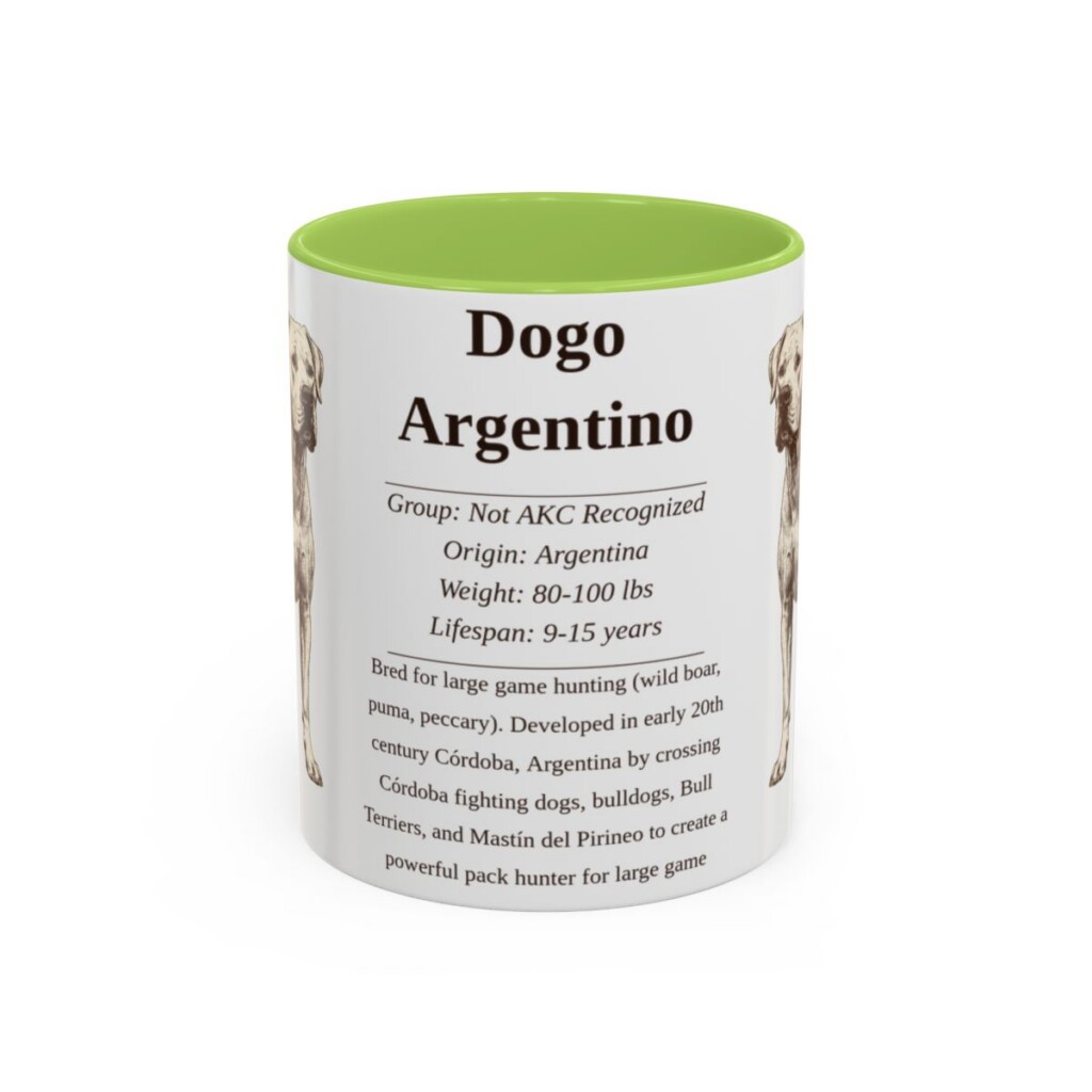 11oz-dogo-argentino-mug-writeup-light-green 11oz Dogo Argentino Mug, Light Green, front view