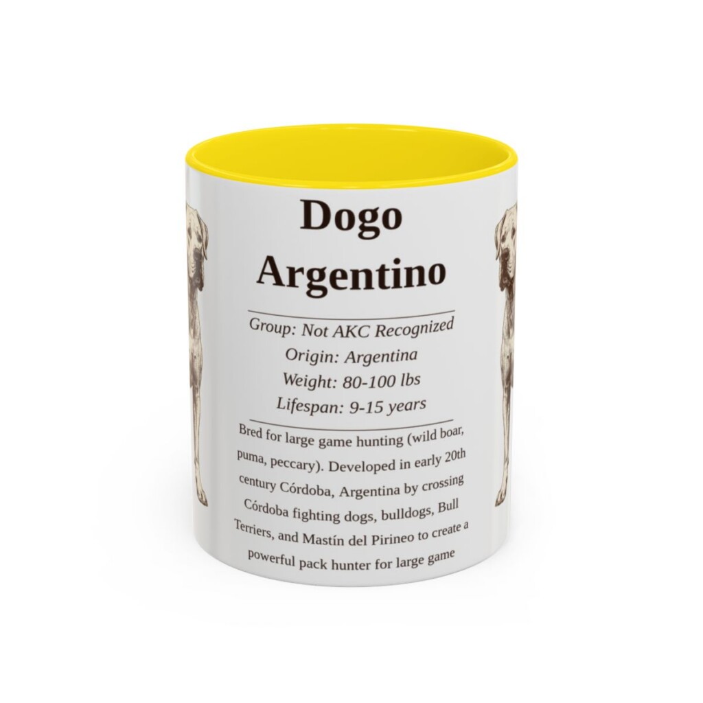 11oz-dogo-argentino-mug-writeup-yellow 11oz Dogo Argentino Mug, Yellow, front view