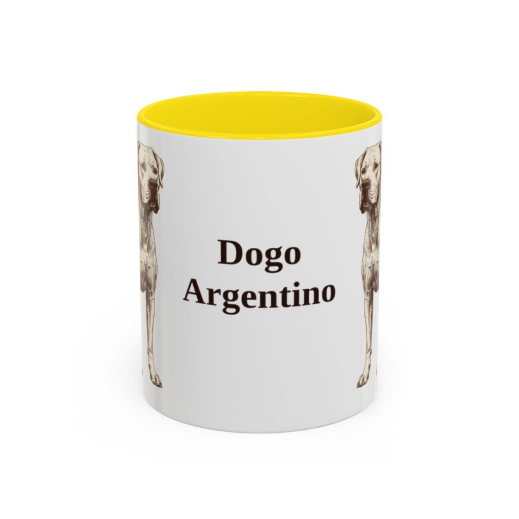 11oz Dogo Argentino Mug, Yellow, front view