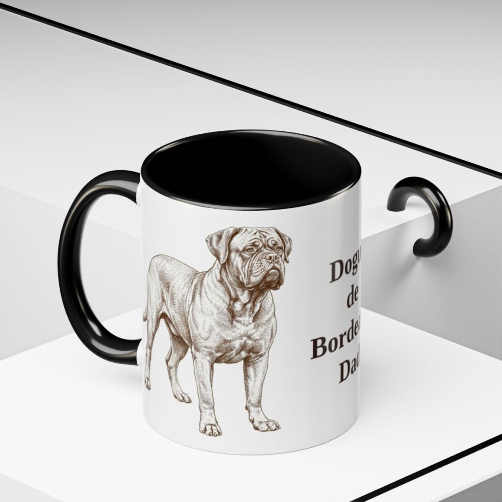 11oz Dogue de Bordeaux Dog Dad Mug, Black, lifestyle photo