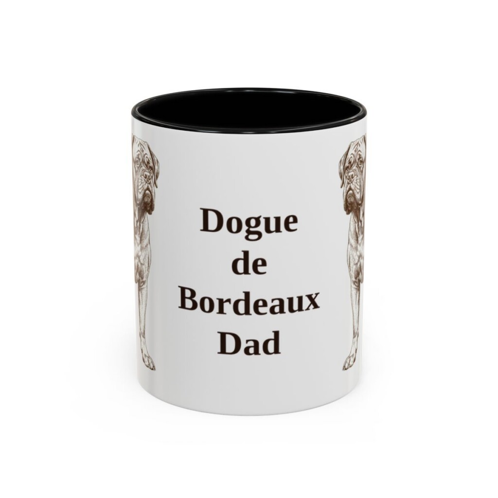 11oz Dogue de Bordeaux Dog Dad Mug, Black, front view