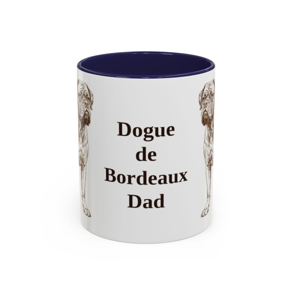 11oz Dogue de Bordeaux Dog Dad Mug, Navy, front view
