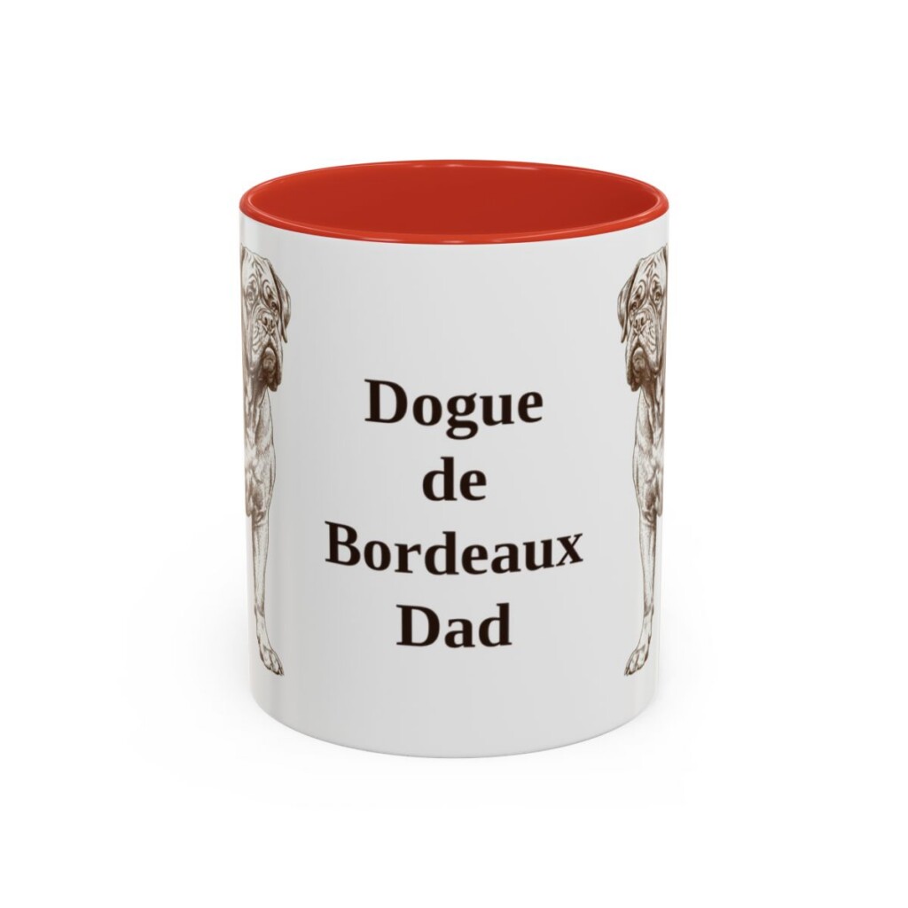 11oz Dogue de Bordeaux Dog Dad Mug, Red, front view