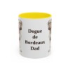 11oz Dogue de Bordeaux Dog Dad Mug, Yellow, front view