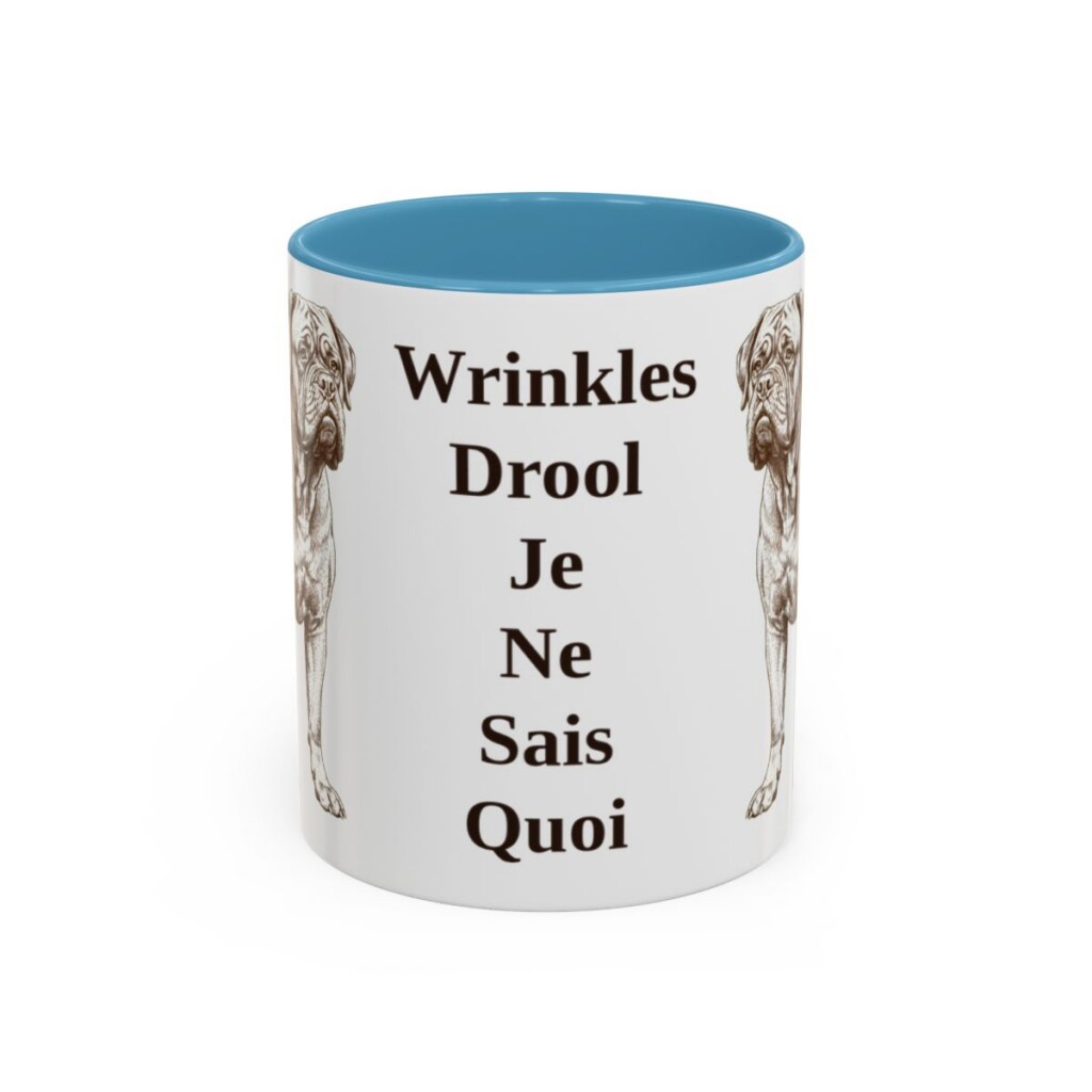 11oz Funny Dogue de Bordeaux Mug, Light Blue, front view