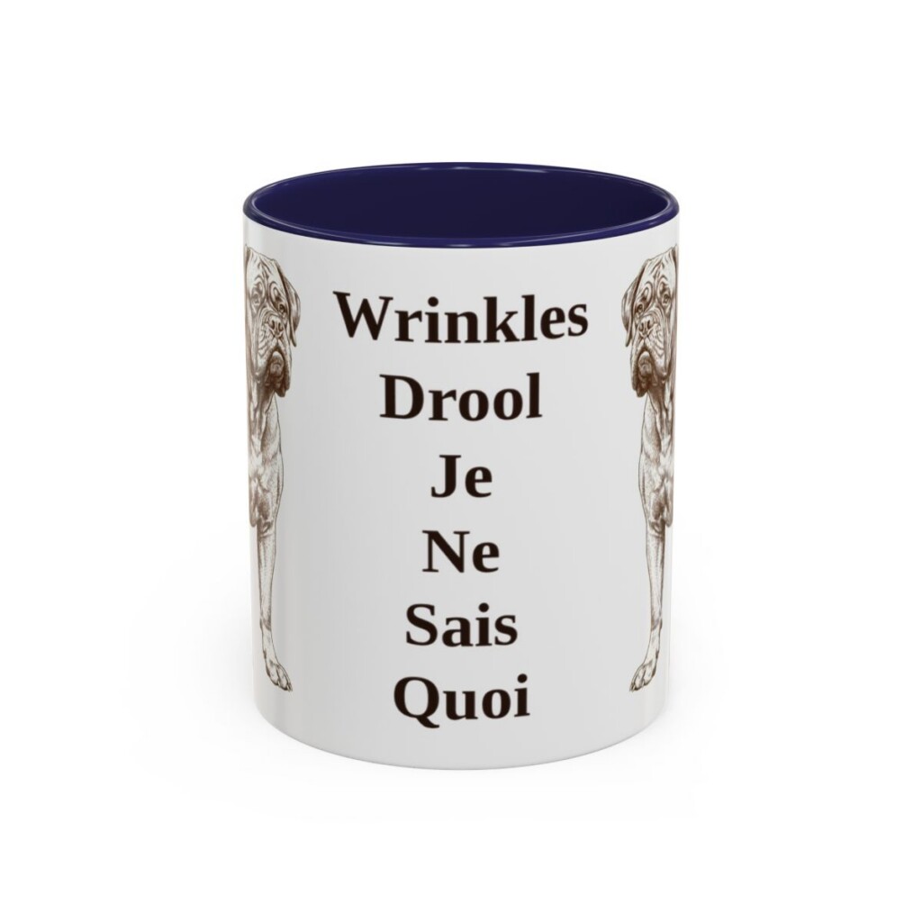 11oz Funny Dogue de Bordeaux Mug, Navy, front view