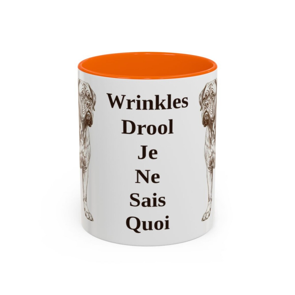 11oz Funny Dogue de Bordeaux Mug, Orange, front view
