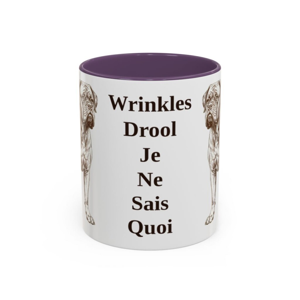 11oz Funny Dogue de Bordeaux Mug, Purple, front view