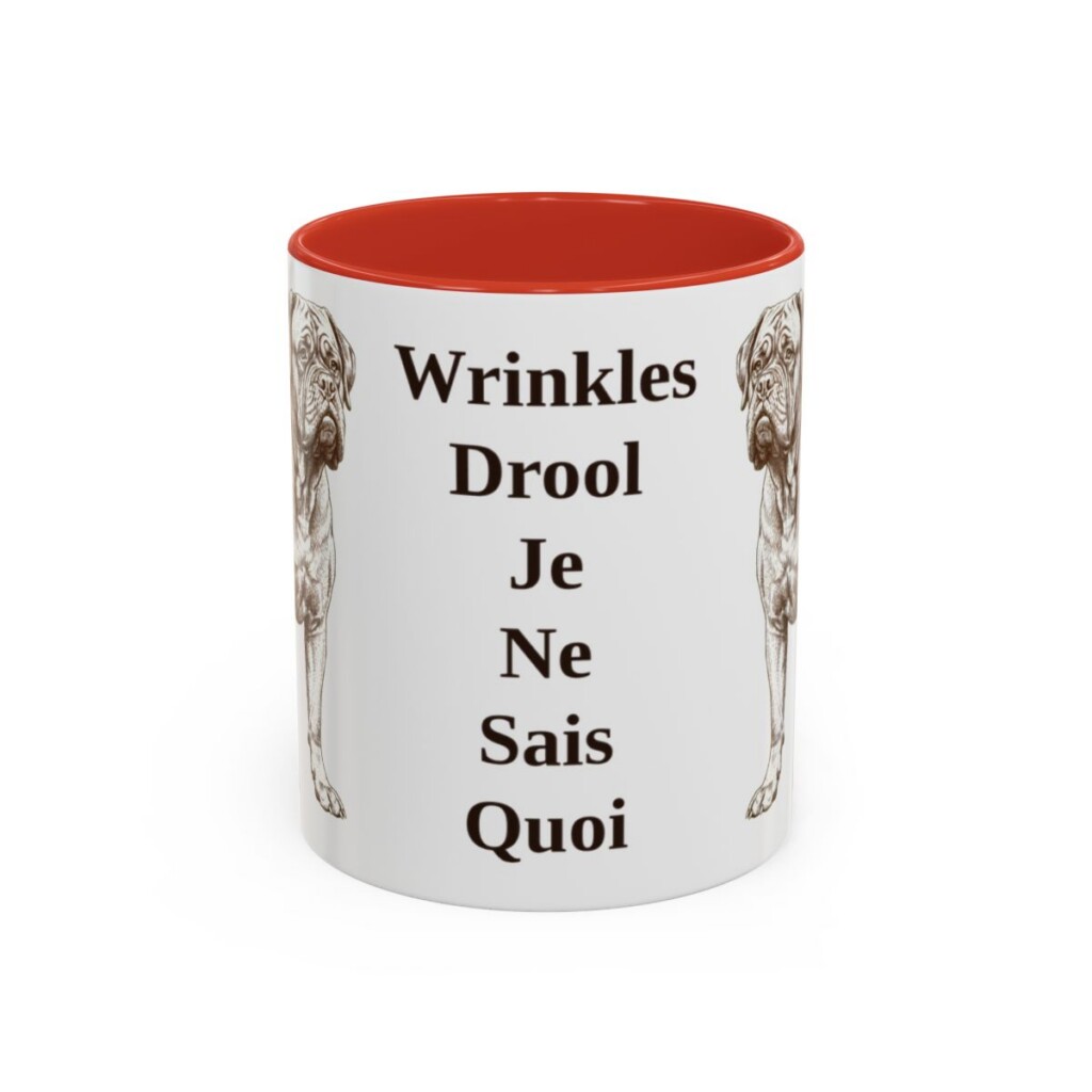 11oz Funny Dogue de Bordeaux Mug, Red, front view