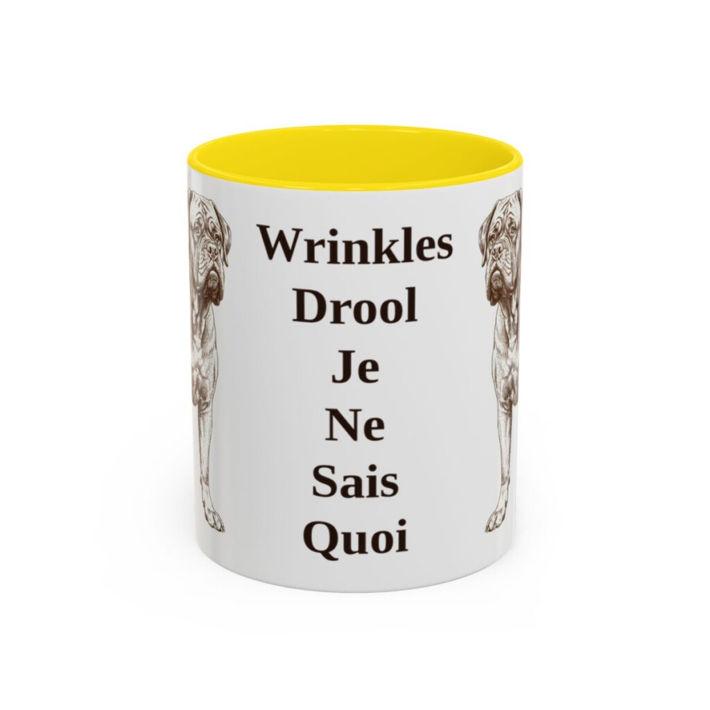 11oz Funny Dogue de Bordeaux Mug, Yellow, front view