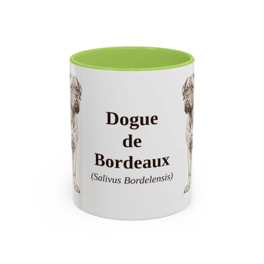 11oz Dogue de Bordeaux Latin Mug, Light Green, front view