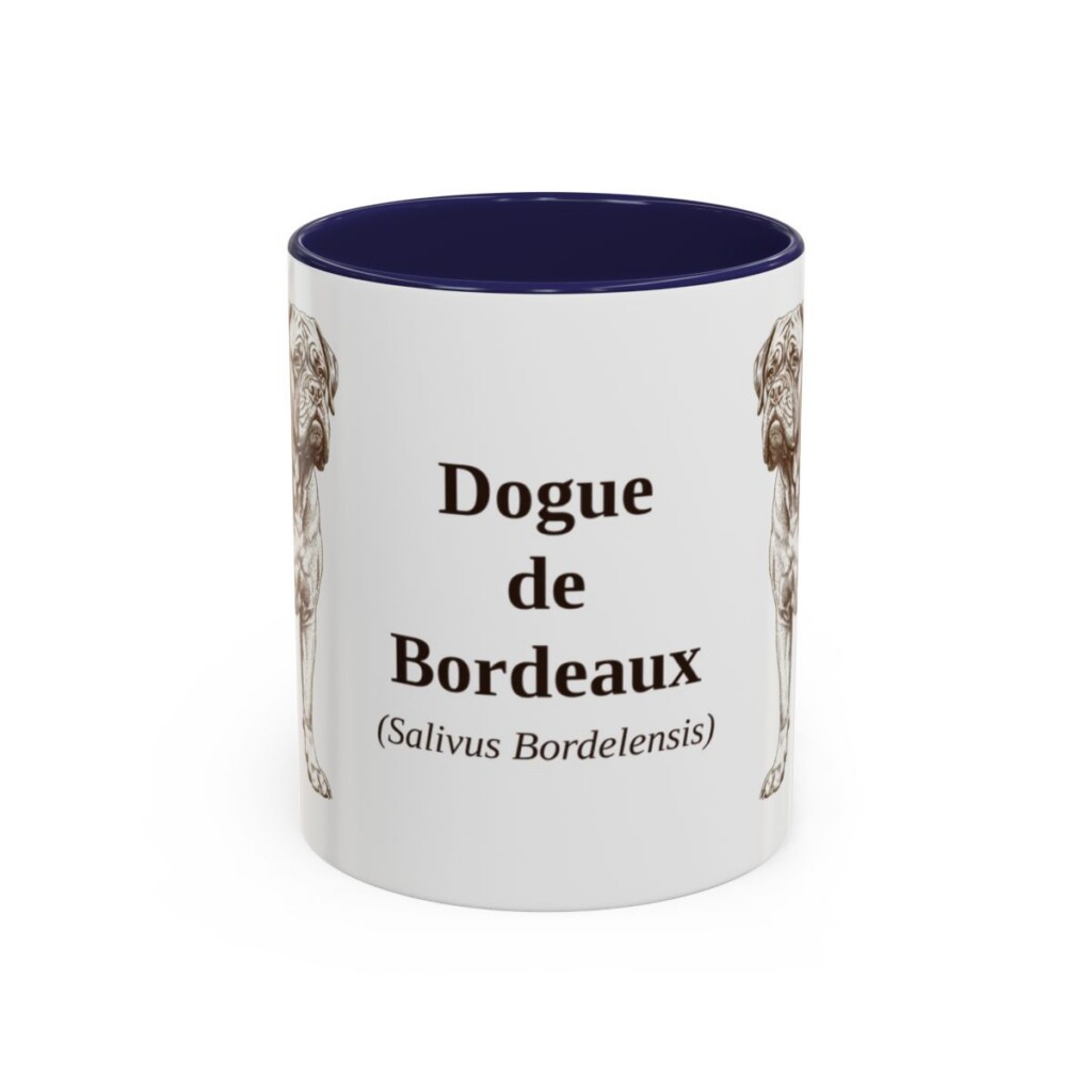 11oz Dogue de Bordeaux Latin Mug, Navy, front view