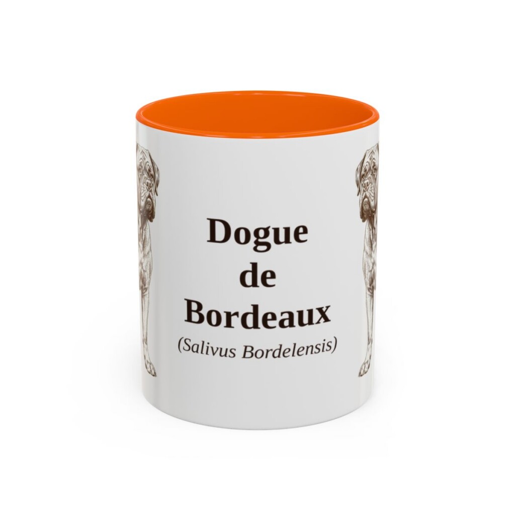 11oz Dogue de Bordeaux Latin Mug, Orange, front view