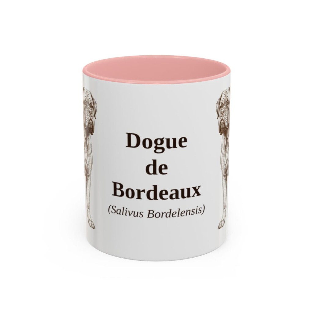 11oz Dogue de Bordeaux Latin Mug, Pink, front view