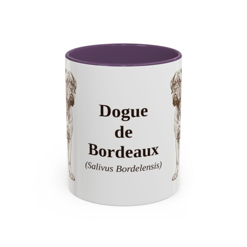 11oz Dogue de Bordeaux Latin Mug, Purple, front view