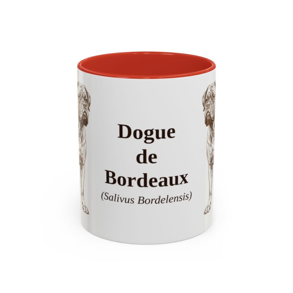 11oz Dogue de Bordeaux Latin Mug, Red, front view