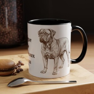 11oz Dogue de Bordeaux Dog Mom Mug, Black, lifestyle photo
