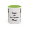 11oz Dogue de Bordeaux Dog Mom Mug, Light Green, front view