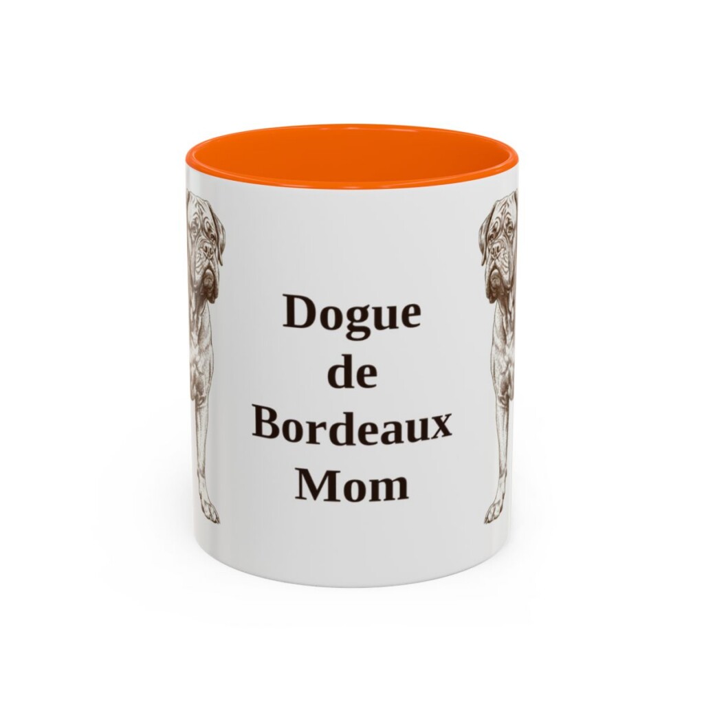 11oz Dogue de Bordeaux Dog Mom Mug, Orange, front view
