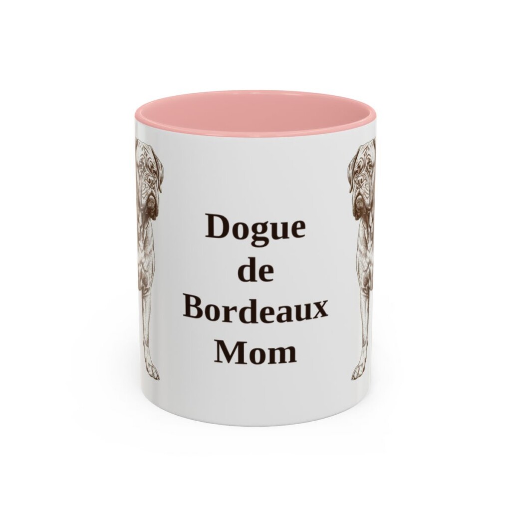 11oz Dogue de Bordeaux Dog Mom Mug, Pink, front view