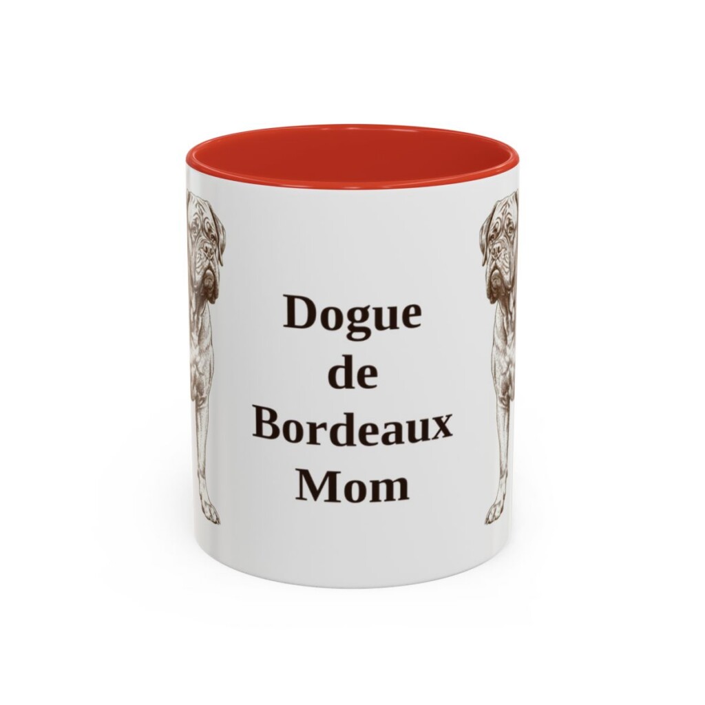 11oz Dogue de Bordeaux Dog Mom Mug, Red, front view