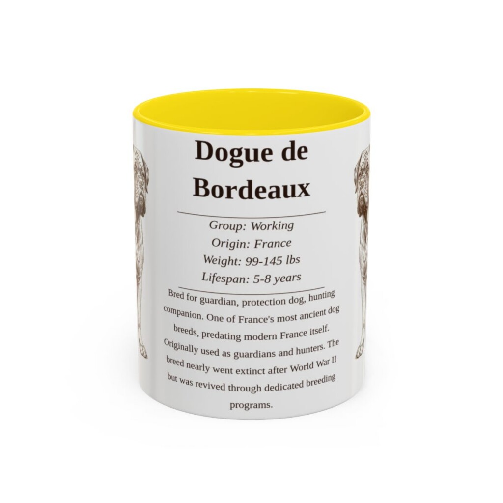 11oz-dogue-de-bordeaux-mug-writeup-yellow 11oz Dogue de Bordeaux Mug, Yellow, front view