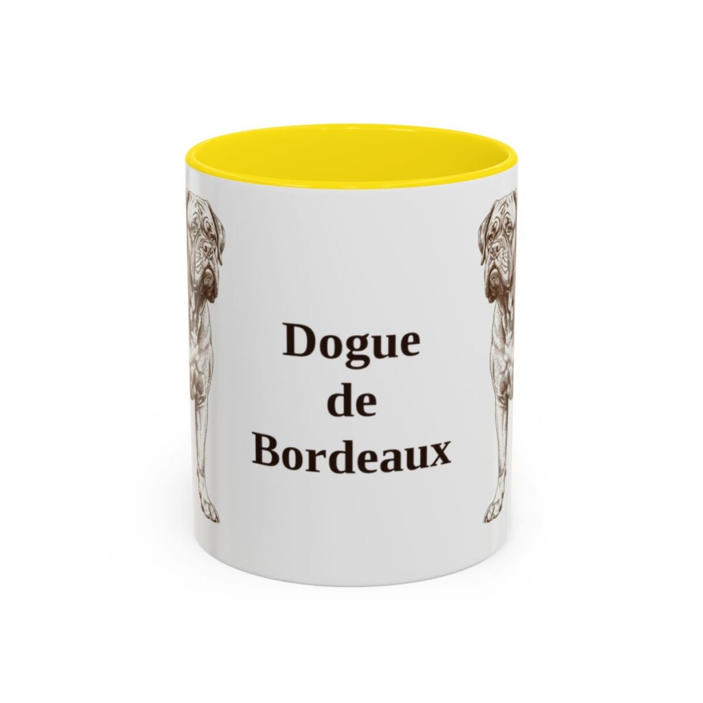 11oz Dogue de Bordeaux Mug, Yellow, front view