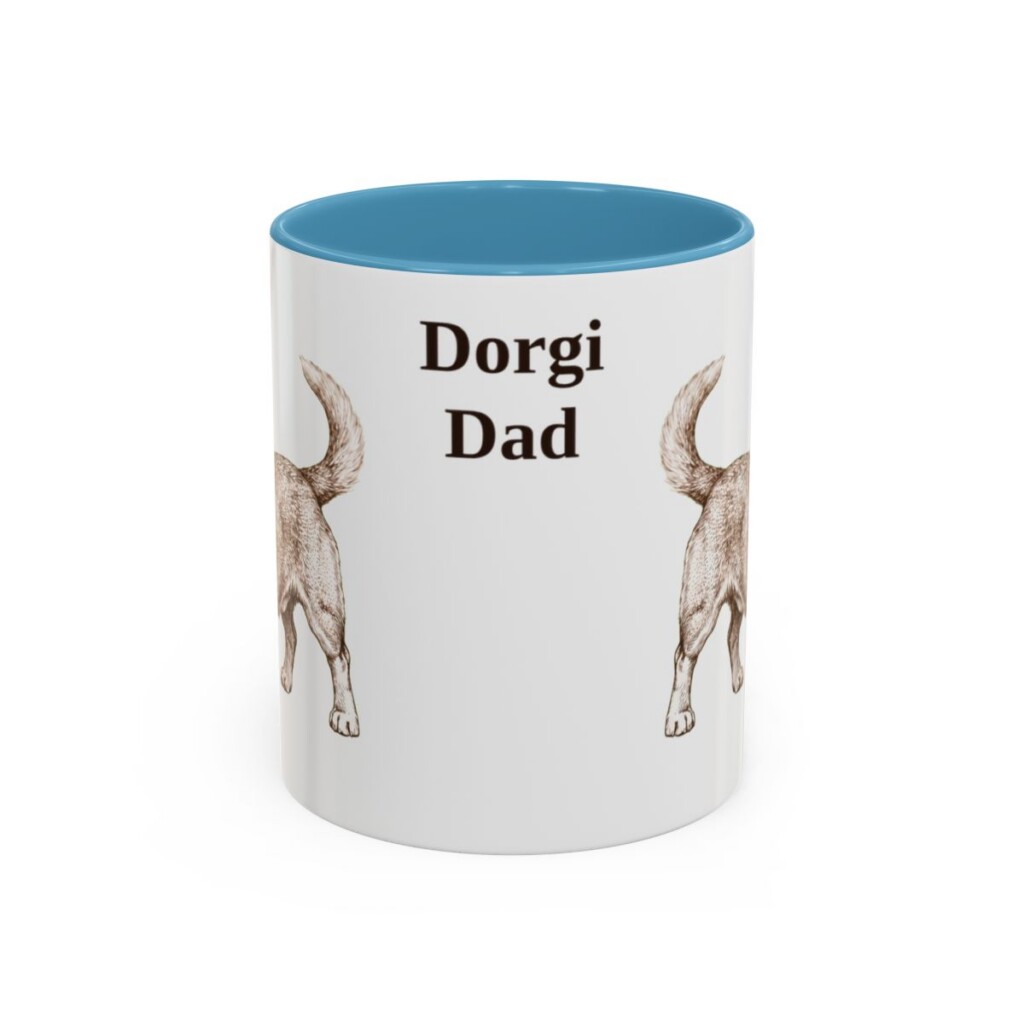 11oz Dorgi Dog Dad Mug, Light Blue, front view