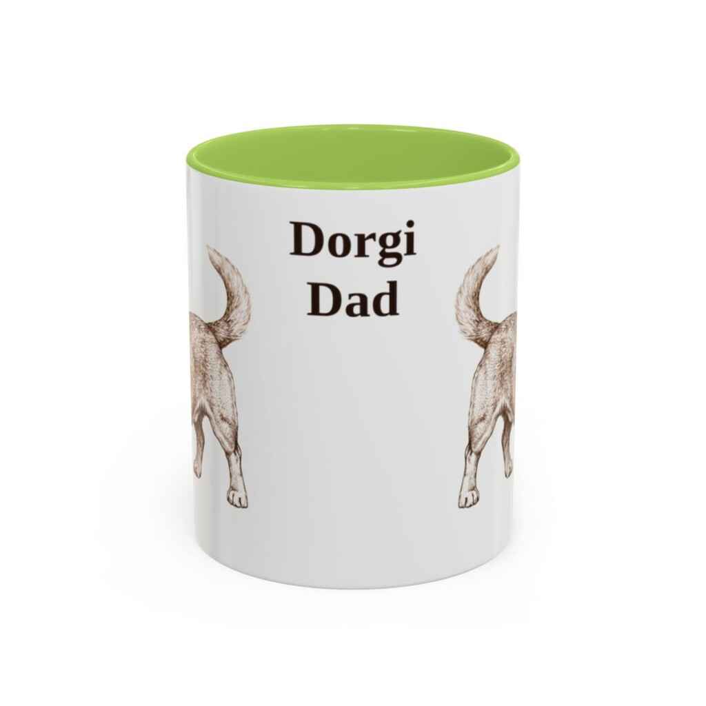 11oz Dorgi Dog Dad Mug, Light Green, front view