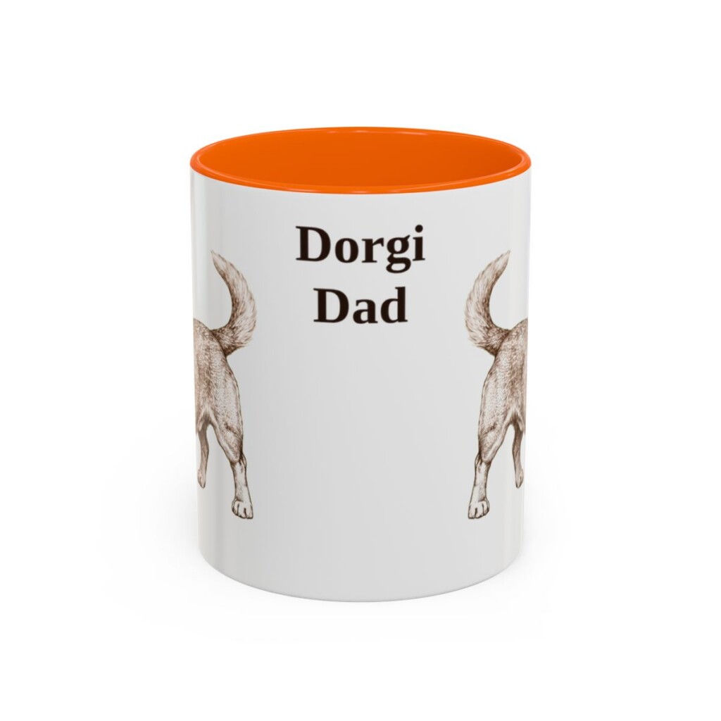 11oz Dorgi Dog Dad Mug, Orange, front view