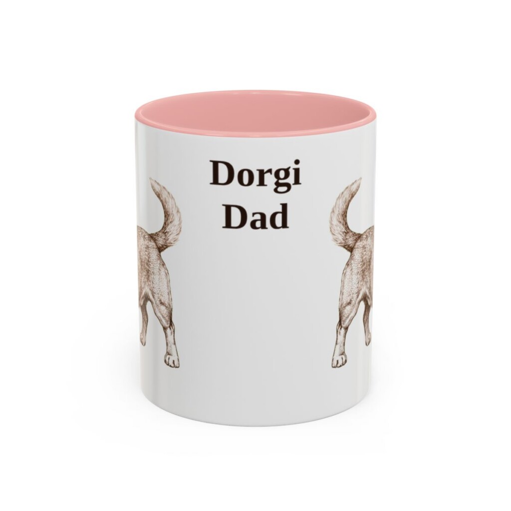 11oz Dorgi Dog Dad Mug, Pink, front view