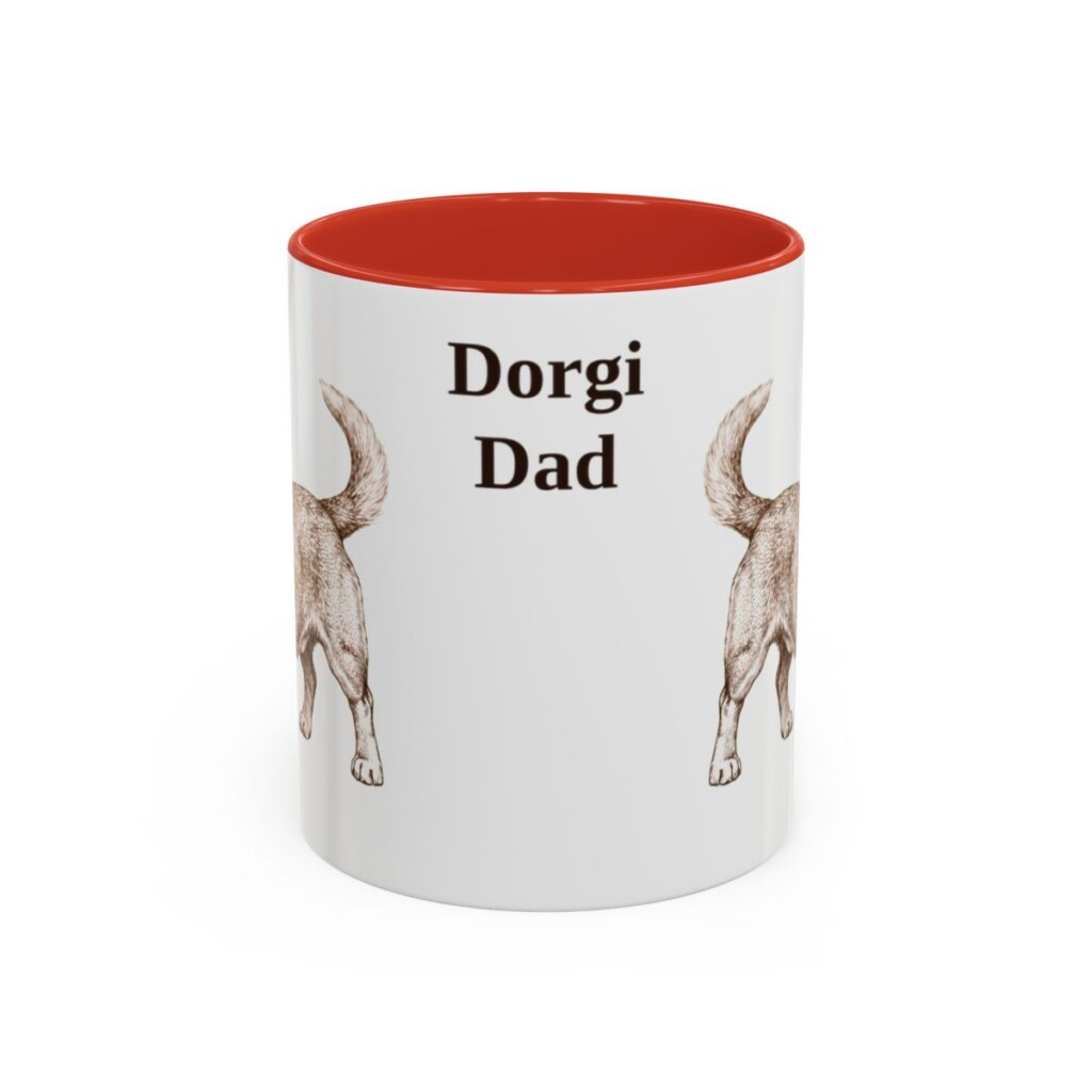 11oz Dorgi Dog Dad Mug, Red, front view