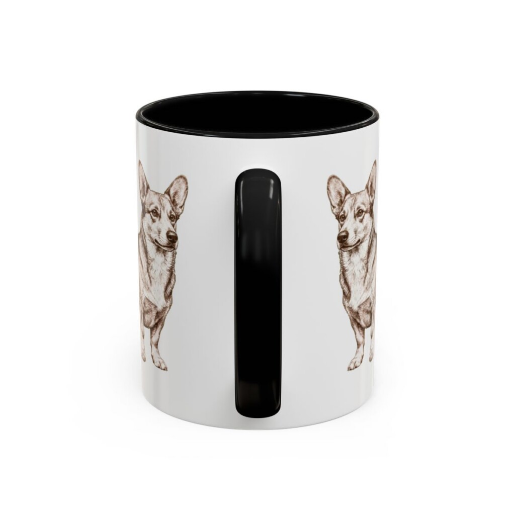 11oz Funny Dorgi Mug, Black, back view