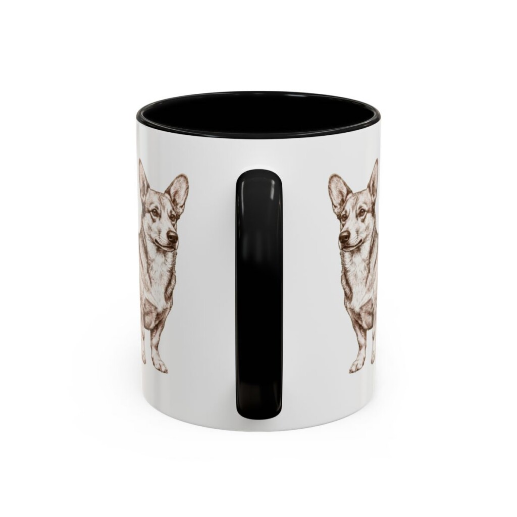 11oz Dorgi Latin Mug, Black, back view