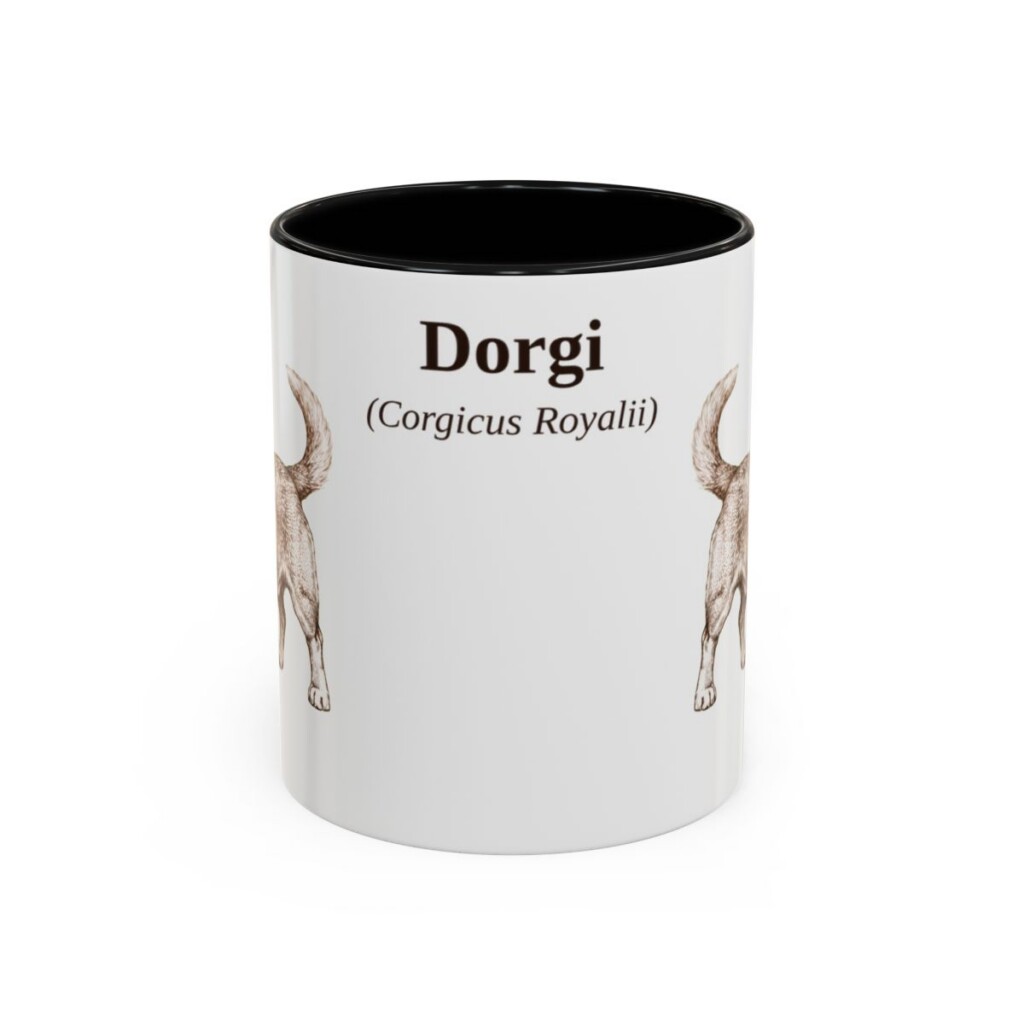11oz Dorgi Latin Mug, Black, front view