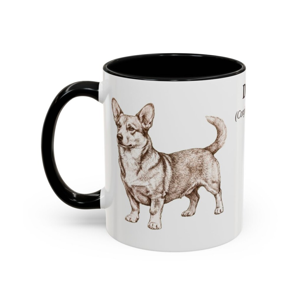 11oz Dorgi Latin Mug, Black, left side view
