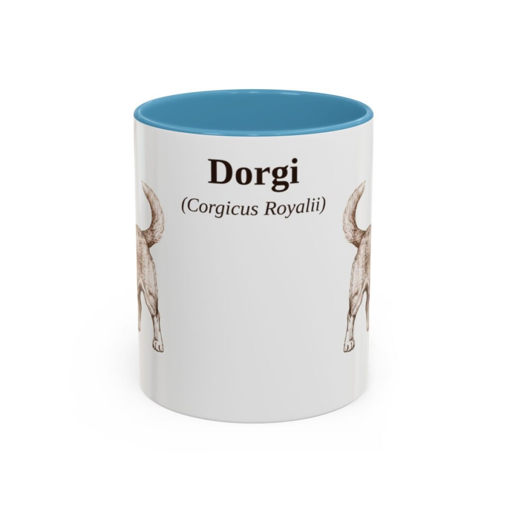 11oz Dorgi Latin Mug, Light Blue, front view
