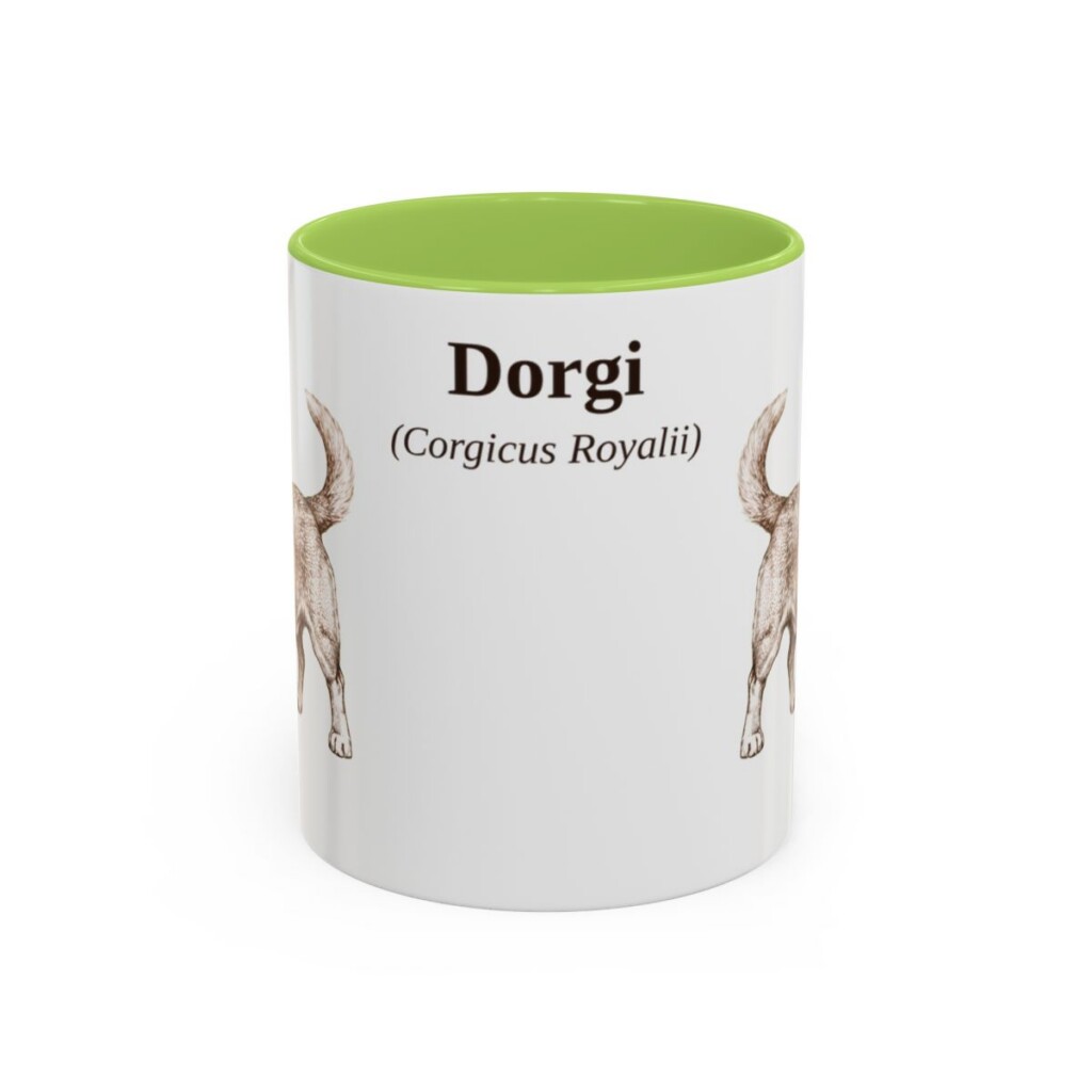 11oz Dorgi Latin Mug, Light Green, front view